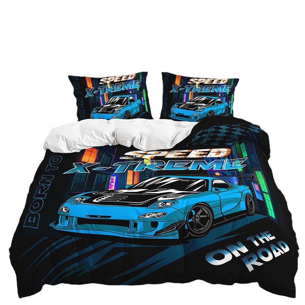 Three-Piece Racing Off-Road Vehicle Quilt Cover Two-Piece Bedding Kit For Boys