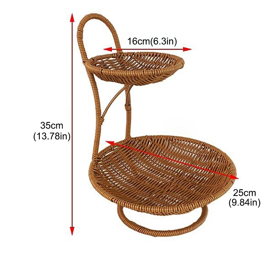 

Handwoven Fruit Basket 2/3 Layers Decorative Standing Tray New Storage Rack Living Room 2 Layers