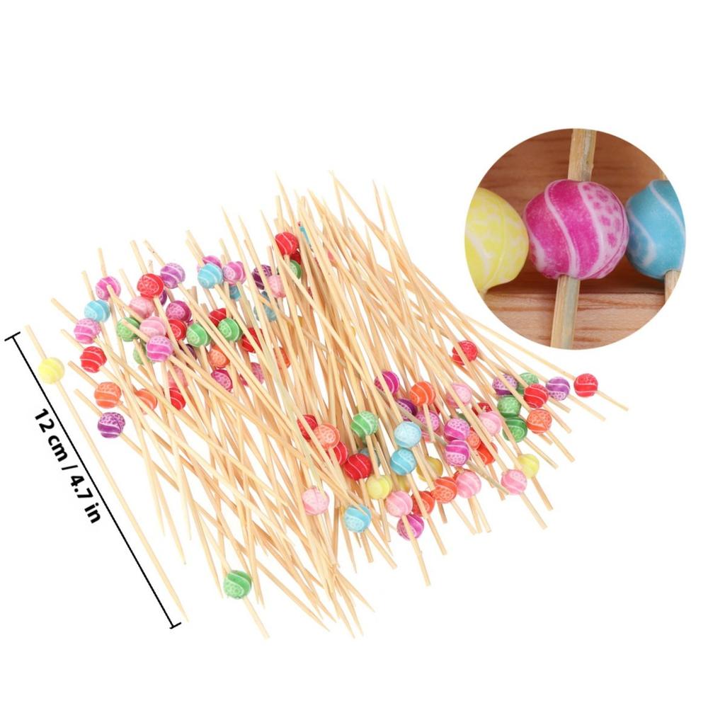 100Pcs Bamboo Fruit Picks Handmade Creative Cocktail Sticks Elegant Bar Party Appetizer Picks for Home Club Ktv