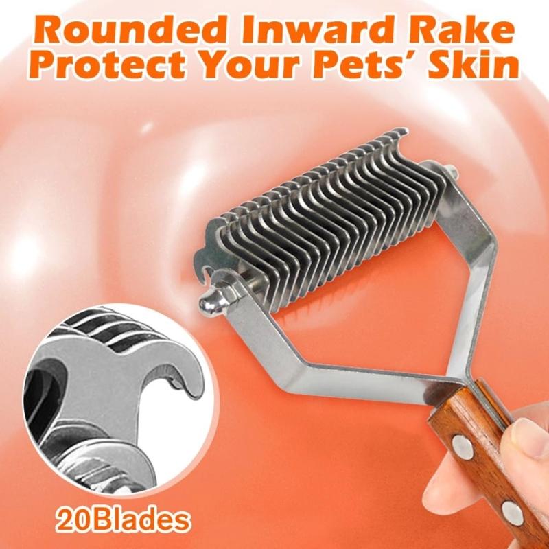 Gentle Pet Hair Brush Wood Deshedding Comb Cats Massage Grooming Tool Reduces Shedding Regular Use