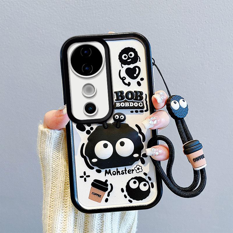 

KEYSION Противоударный чехол для VIVO V40 5G V40 Pro 5G со шнурком Мягкий силиконовый милый 3D мультяшный чехол для телефона с куклой для VIVO V40 Pro for VIVO V40 Pro 5G