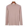 Solid Color Long Sleeve T Shirt For Women With High Neck And Spliced Design