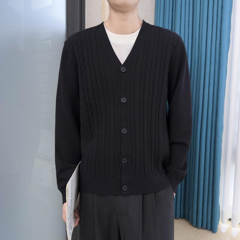 2025 Men's Trendy V-neck Knit Cardigan Sweater for Spring & Autumn