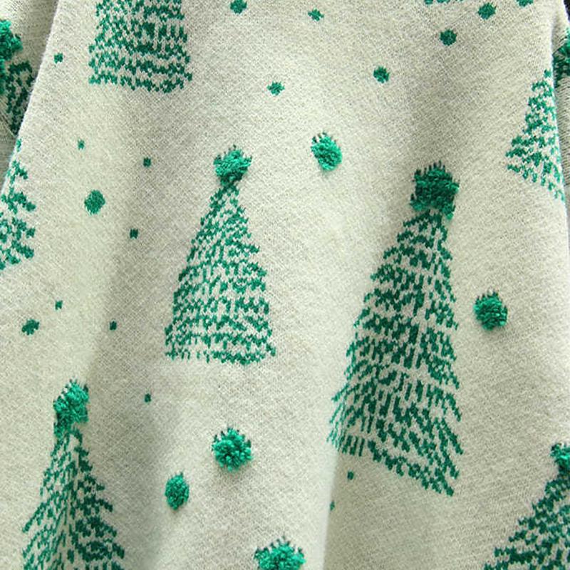 Christmas Red Turtleneck Sweater Women's Autumn Winter Vintage Casual Loose Pullovers Long Sleeve Christmas Tree Knitted Tops