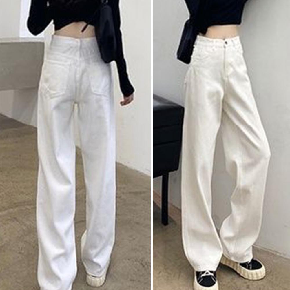 Straight Wide Leg Long Trousers High Waist Wide Leg Denim Pants for Women Streetwear Jeans with Pockets Vintage for Autumn