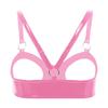 Soutien-gorge ouvert en cuir verni aspect mouillé pour femme Bretelles réglables avec anneau O Crop top Lingerie Sous-vêtements Hauts