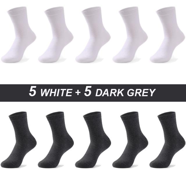 10 Pairs Plus Size Men's Socks Cotton High Quality Black White Business Soft Breathable Winter Male Long Socks New Style