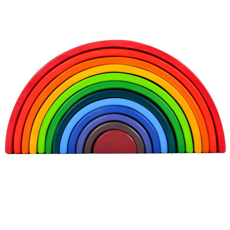 

Дошкольное образование Радуга Большая куча музыкальных строительных блоков Сборка 12 частей Арочная обучающая детская башня деревянная игрушка 34.5*17*7cm темно-красного