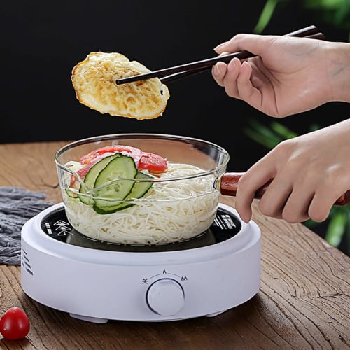 Transparent Glass Milk Pot with Handle, Heat-Resistant Borosilicate Non-Stick Cookware for Home Kitchen and Restaurant Use