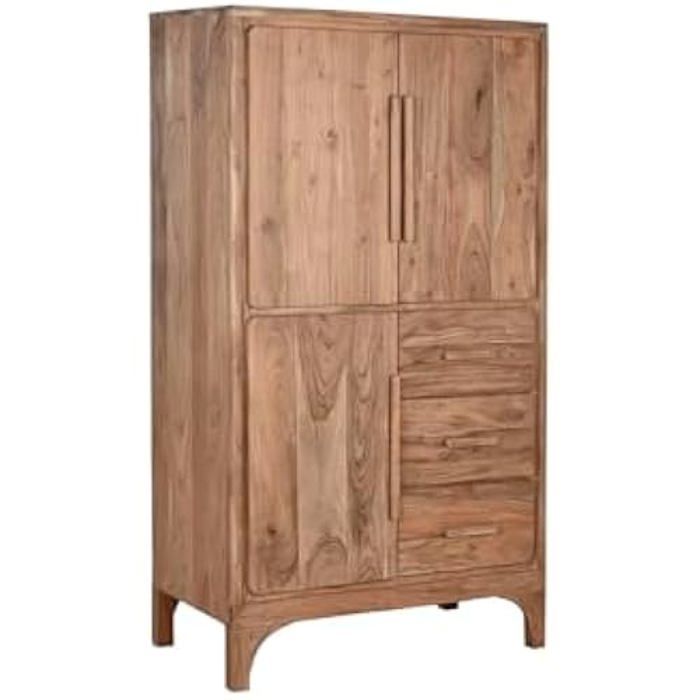 Buffet Haut - HOME ESPRIT - Marron Clair - Bois Massif - 90 X 45 X 160 Cm - Multicolore