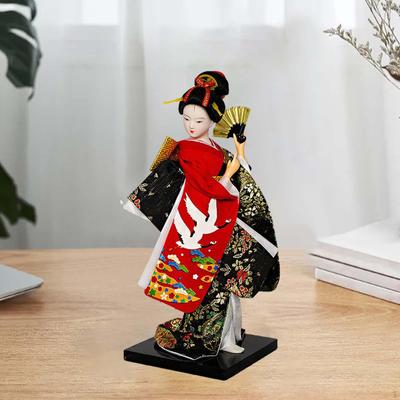 Boneca japonesa quimono enfeite de mesa arte artesanato figura asiática kabuki estatueta para sala de estar casa
