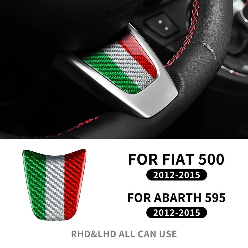 Real Hard Carbon Fiber Steering Wheel Bottom Cover for Fiat 500 Abarth 595 2012 2013 2014 2015 Car Interior Trim Accessories