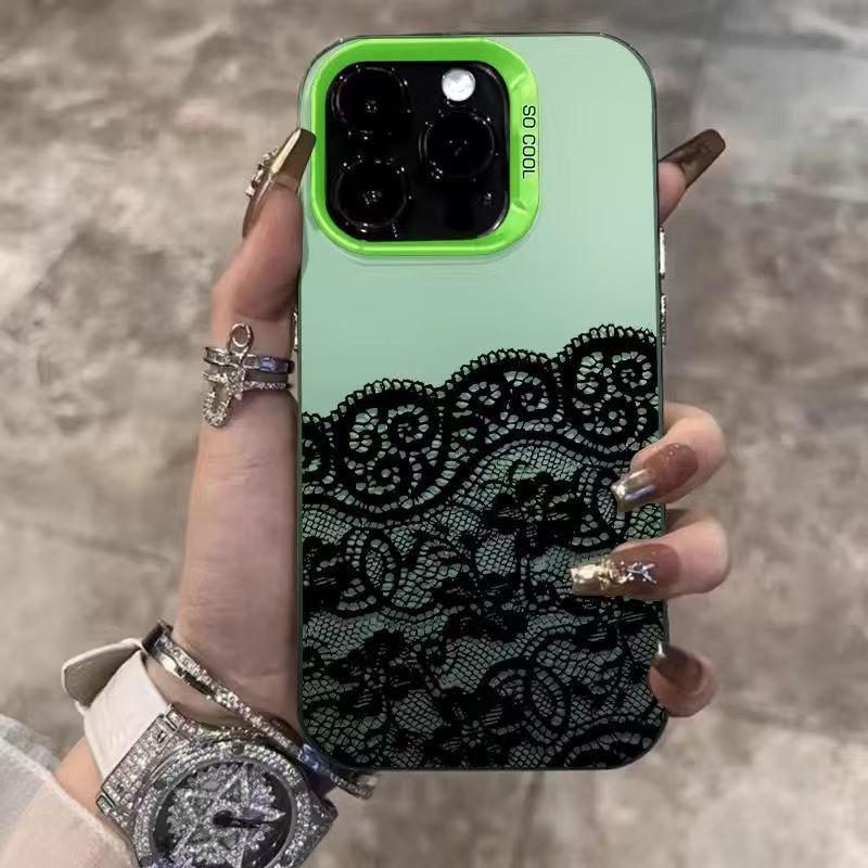 Silver Lace Texture Phone Case for Apple 17/16/15 Pro and 14 Pro Max/13/12