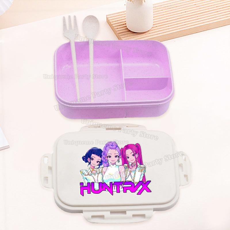 Kpop Demon Hunters Student Bento Boxes Rumi Mira Zoey Portable Kids Lunch Box School Office Microwave Fruit Food Container