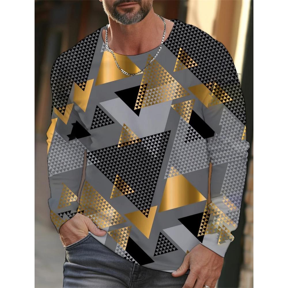 

Мужская модная футболка с круглым вырезом и длинным рукавом с 3D-цифровой печатью в стиле граффити 5XL серый