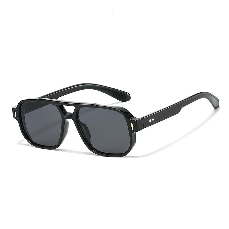 Double-Beam Arrow Rice Nail Retro Square Sunglasses for Men & Women