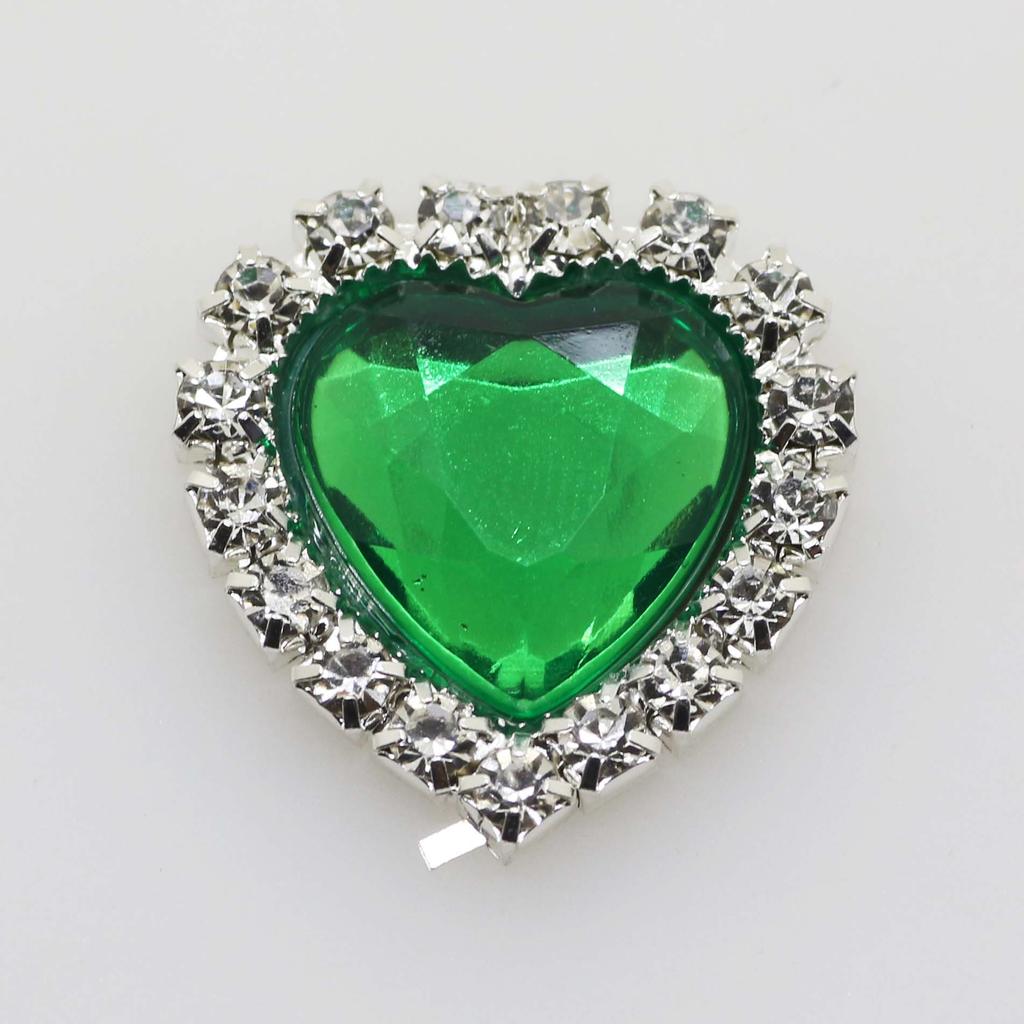 Mini 16mm(4/10 Inch) 10pcs Heart Acrylic Rhinestone Buttons DIY Hair Accessory Wedding Initiation Ribbon Decoration