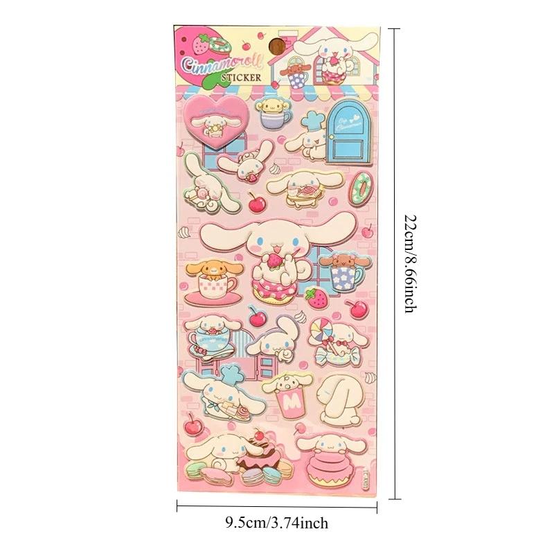 Kawaii Cinnamoroll 3D Relief Double-Layer Bubble Sticker Cute Phone Case Laptop Decoration for Journal Stationery School Sticker