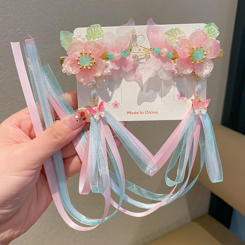 Chinese Style Hanfu Hairpin Set for Girls - Includes Hair Clips, Swaying Tassels, and Butterfly Accessories
