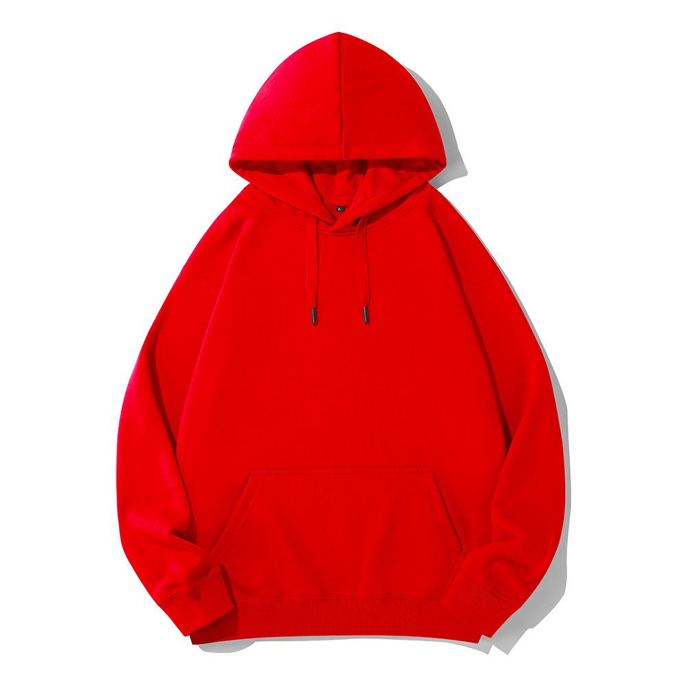 Men's Casual Thick Terry Cloth Hoodie: Heavyweight Pure Cotton Sweatshirt - Loose Fit, Solid Color, American Style for Autumn/Winter.
