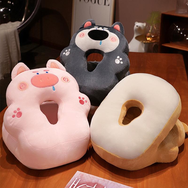 Plush Cute And Charming Dog Pig Sleeping Pillow Cartoon Cat Bear Cushion designed for Office Chair Waist Backrest Cushion Sofa Home Decor Kid Gifts