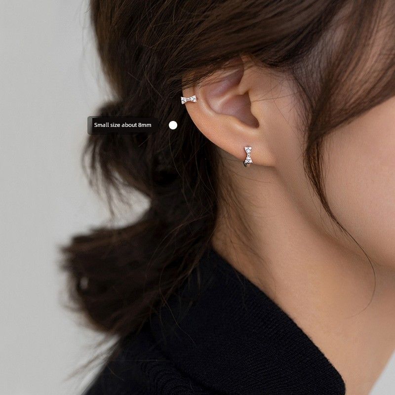 

Xiangnan 925 Sterling Silver Niche Summer Women Bow 925 silver Bows ear ring 8mm (two prices)