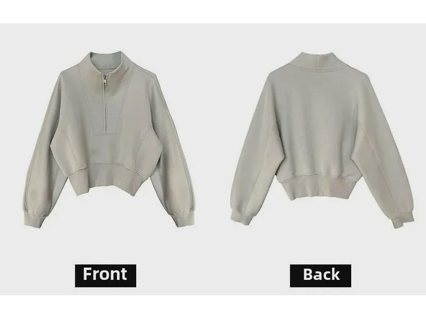 Hanorac luxi pentru femei cu jumătate de fermoar – primăvară coreeană 2024, top sportiv cu talie înaltă