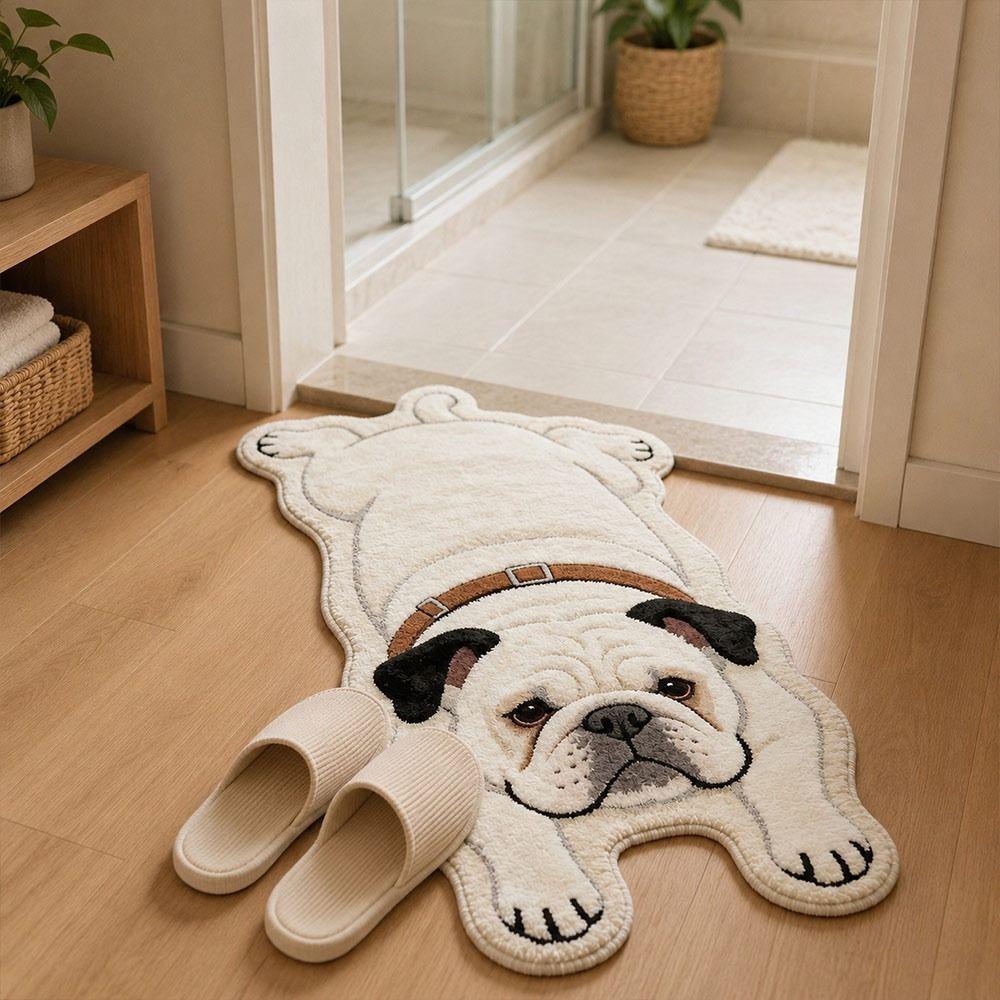 Special-shaped Puppy Print Rug Decorative Carpet Animal Floor Mat Entryway Mat Bedside Floor Decor