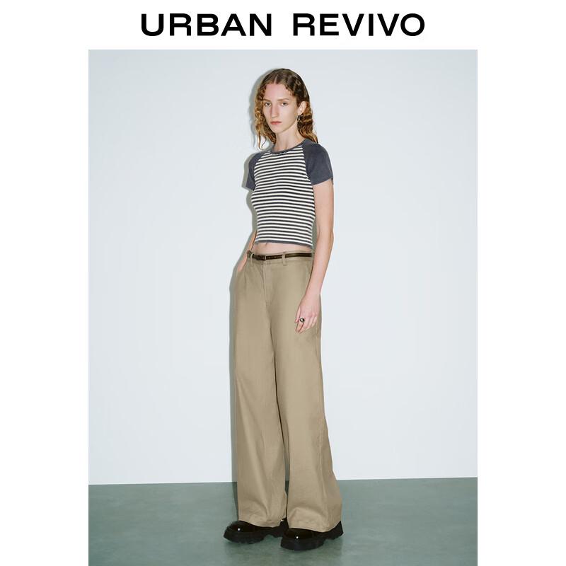 UR Dámský top s krátkým rukávem z žebrovaného úpletu s barevnými bloky