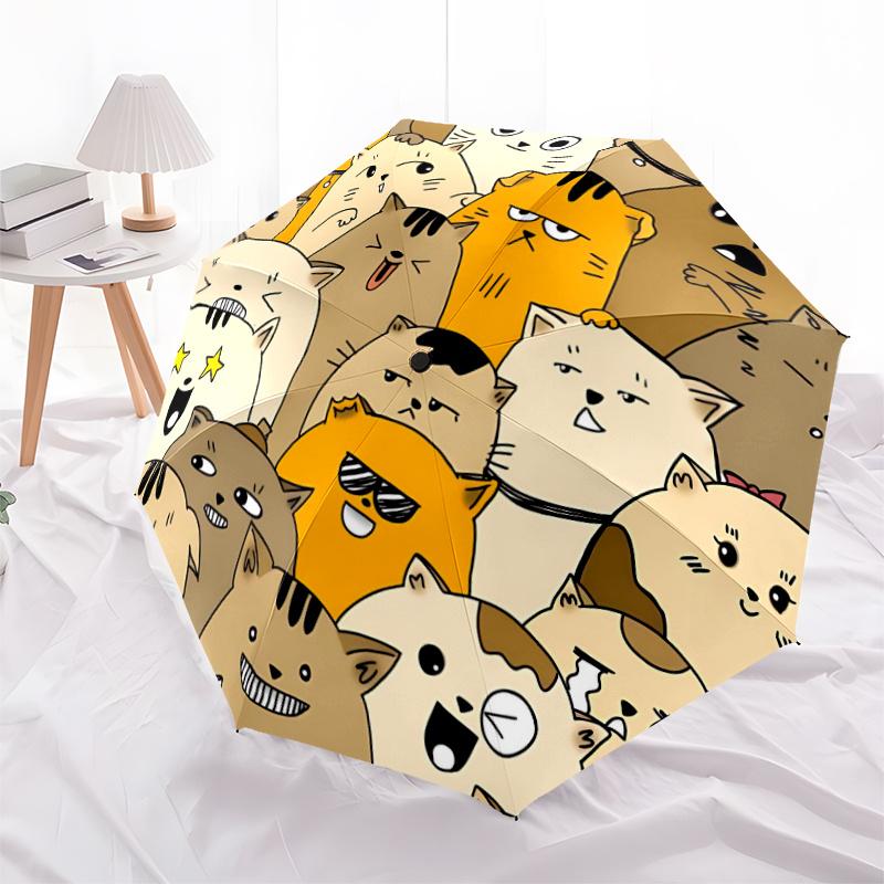 1pc Cats, Cartoon Automatic Open/close Umbrella, 8-Rib sturdy structure, Portable Travel Umbrella, Parties, Everyday Use,43