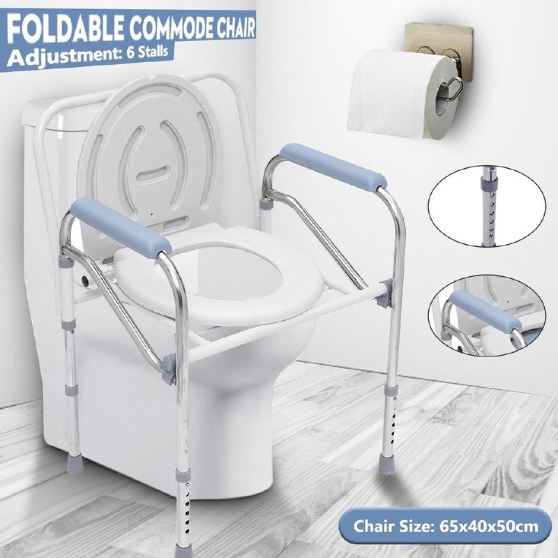 Portable Potty Chair Toilet Foldable Adjustable Commode Chair Elderly Men Women Stainless Steel Closestool Chamber Pot