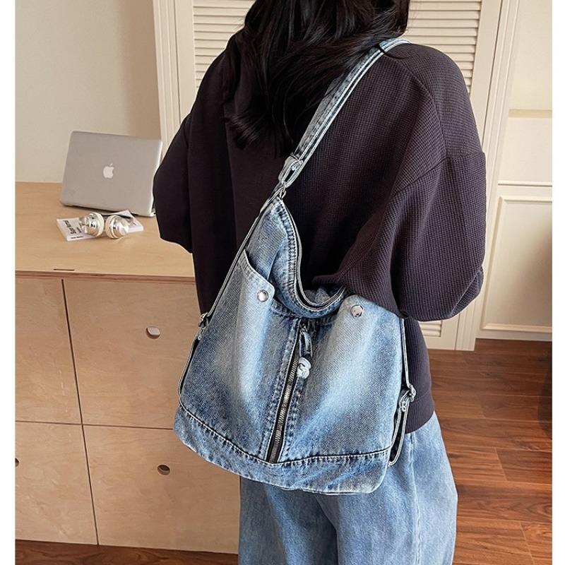 Denim Bag Casual Women's Bag Large-capacity Retro Tote Bag Soft Bag Fashionable Single-shoulder Crossbody Bag
