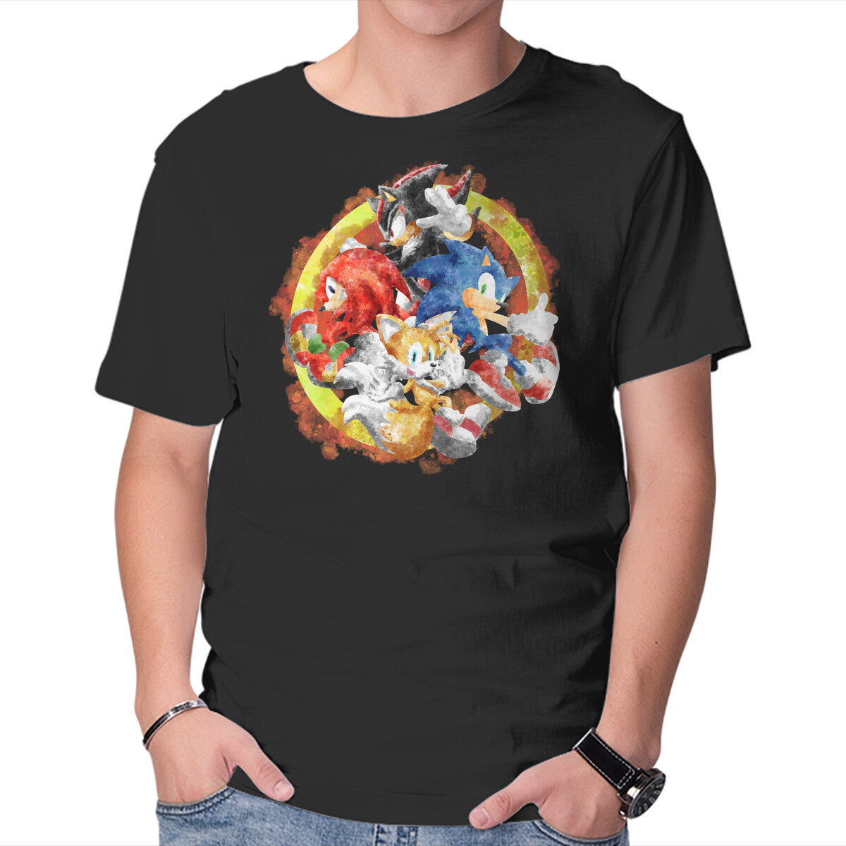 Unisex Crew Neck T-Shirt Sonic Squad Splash Graphic Short Sleeve Casual Tee L