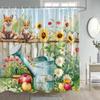 Rustic Sunflower Shower Curtains Vintage Farm Barn Wooden Door Autumn Floral Butterfly Bathroom Curtain Polyester Home Decor Set