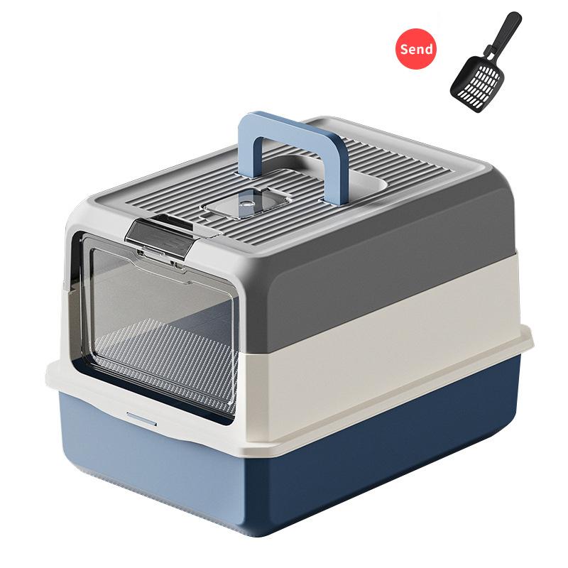 Large Size Cat Litter Box Full Enclosure Odor Control Splash Proof Portable Cat Toilet Cat Poop Pan with Cat Sand Spoon Included