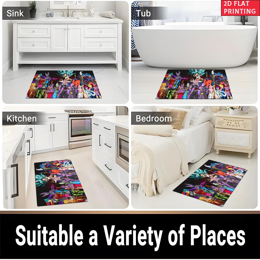 Anime Super Saiyan & Villains Group Doormat, 2D Print Floor Mat, Entrance Rug for Bathroom Living Room Kitchen Home Decor Gift