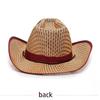 Western Cowboy Style Men Straw Hat Wide Brim Beach Hat Sun Protection Hat  for Outdoor Activities