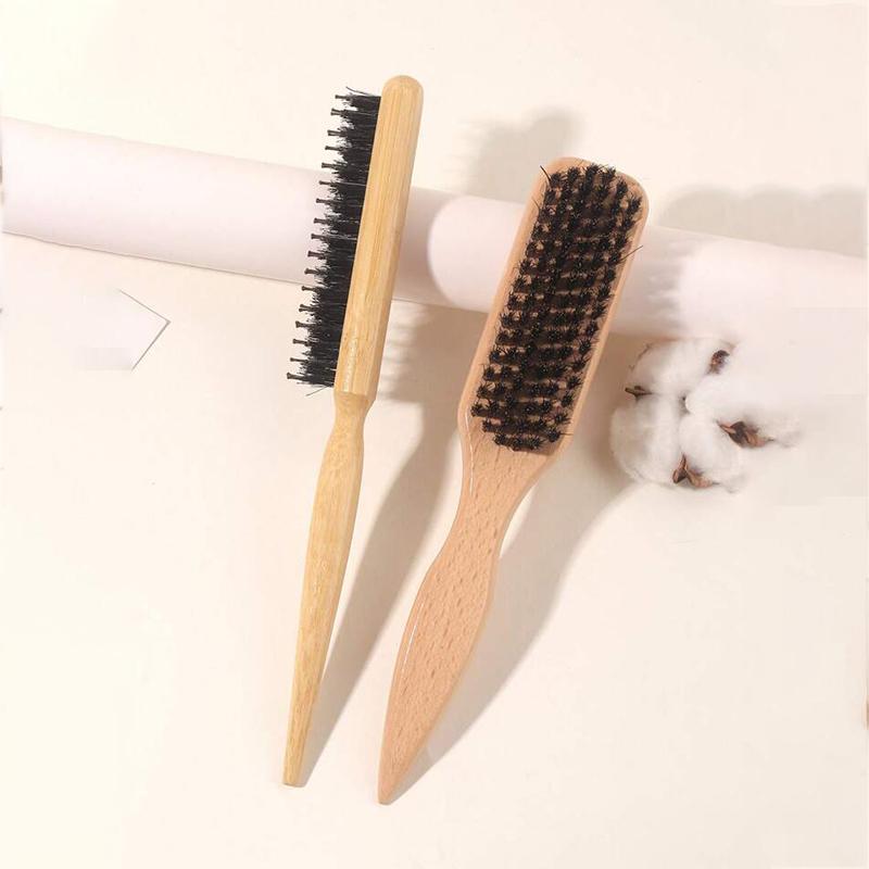 2 Pcs Luxury Boar Bristle Hair Brushes - for Sleek Ponytails, Smooth Hair, Volumizing & Edge Control - Backcombing & Detangling