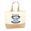 Jute Tote Bag - PLANETEE - Golfer Superman - Multicolored - Natural Jute - Made In France