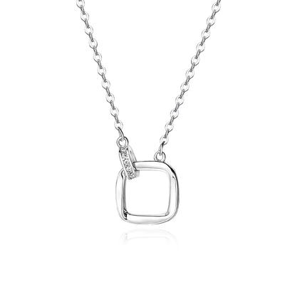 Mobius Square Diamond Ring Buckle Necklace Geometrically Simple Clavicle Chain