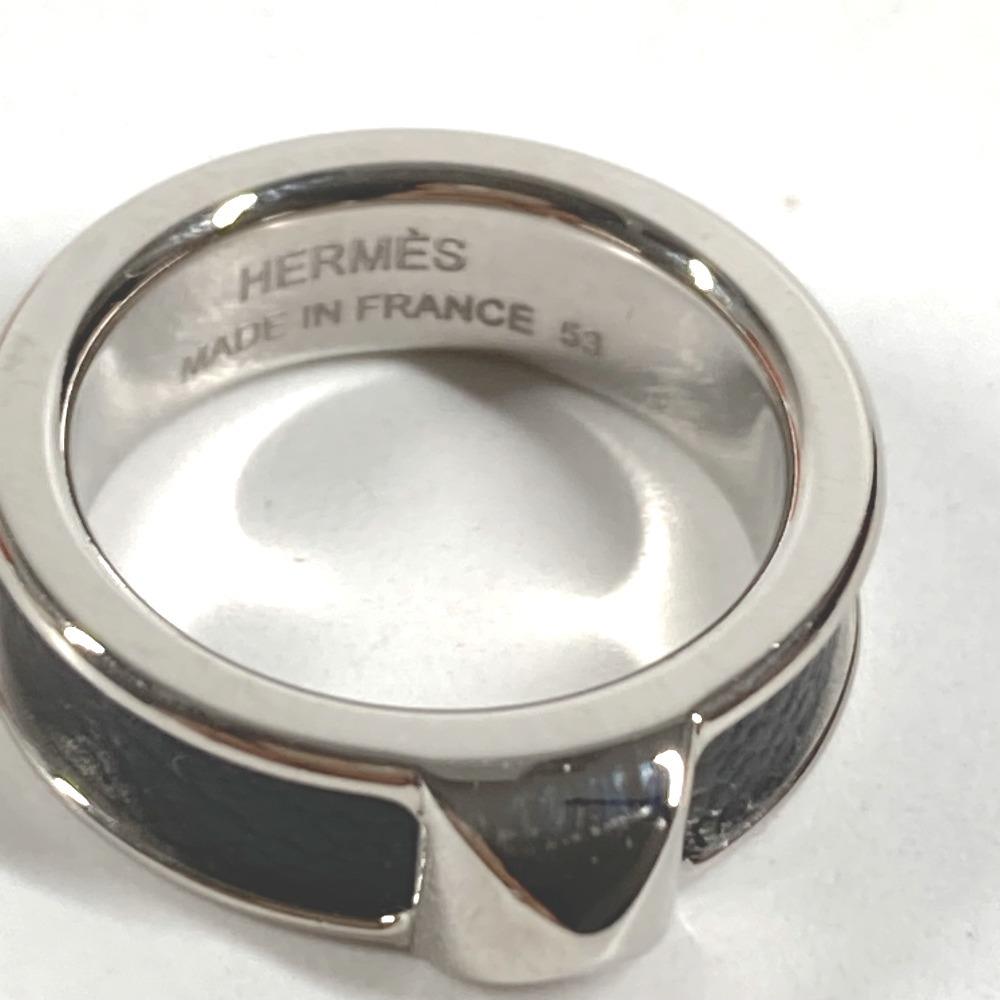 Hermes Athens Accessories Ring Metal / Leather Black/Silver