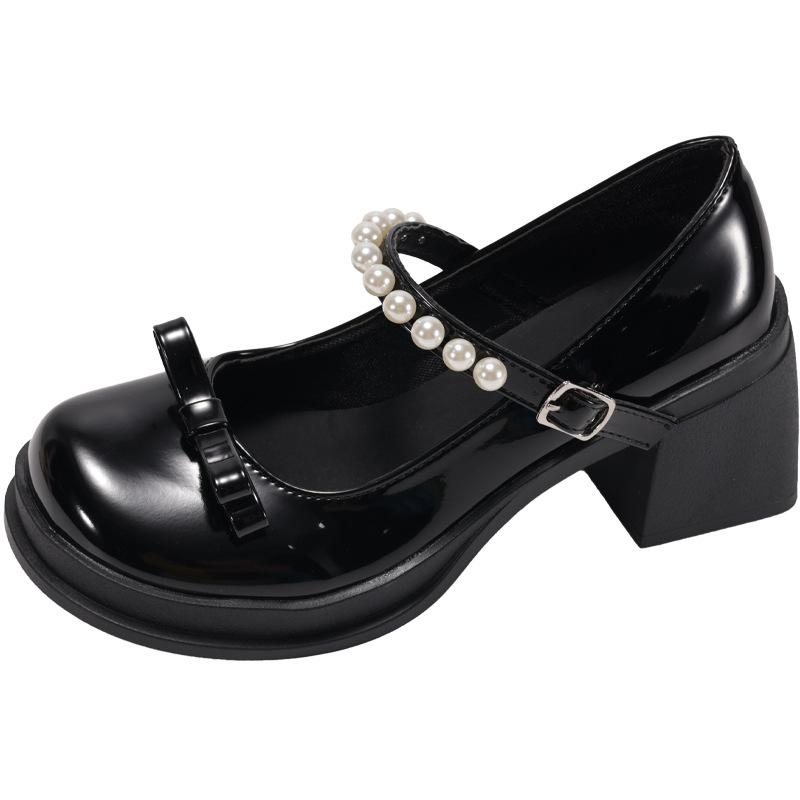 Black French retro small thick heel high heels women's summer 2025 new with skirt light mouth Mary Jane single shoes