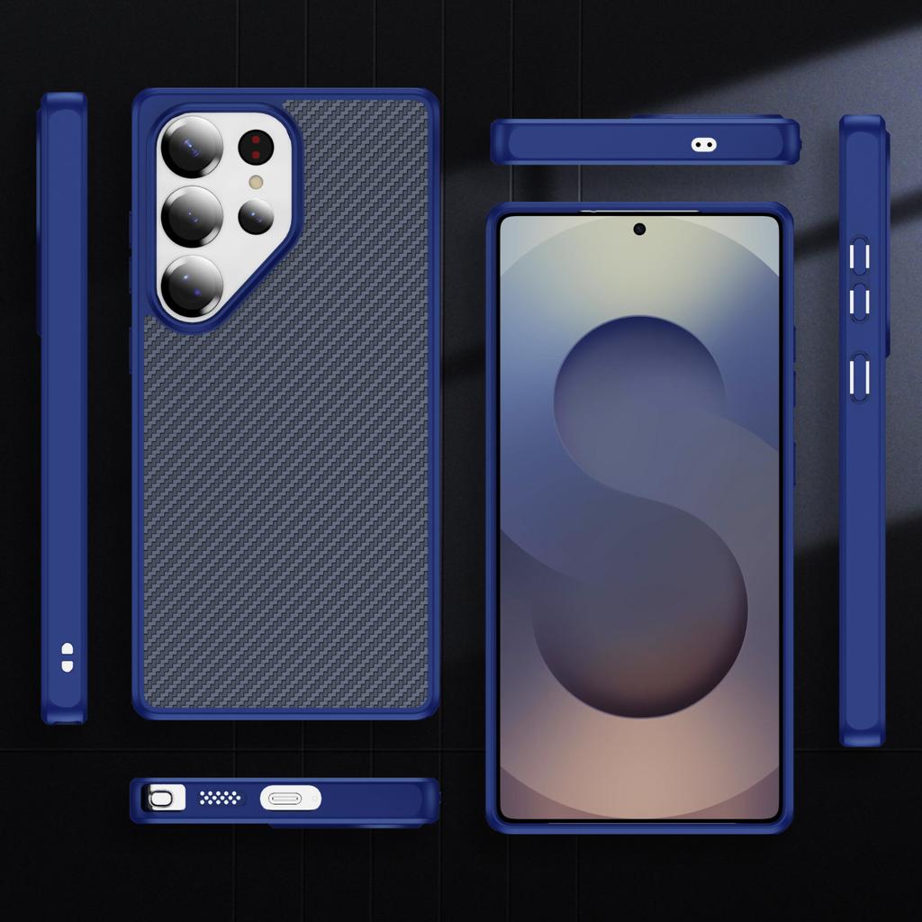Custodia per Telefono con Texture in Fibra di Carbonio e Sensazione al Tatto per Samsung Galaxy S26 S25 S24 S23 Plus Ultra Anti-Graffio Antiurto
