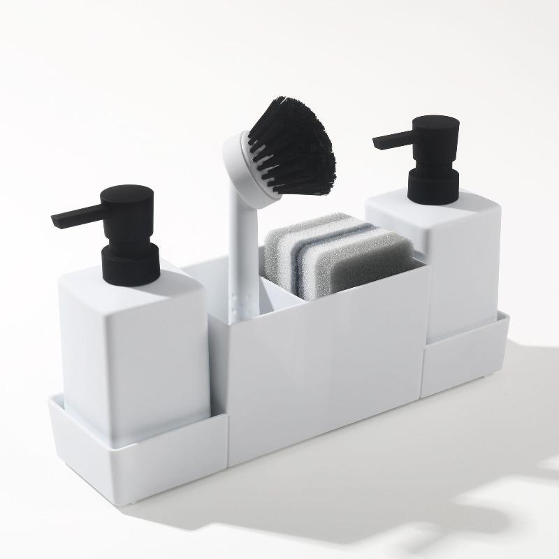 Kitchen Soap Dispenser Set with Sponge & Dish Brush  Countertop Sink Organizer Kit Kitchen Sink Accessories белый