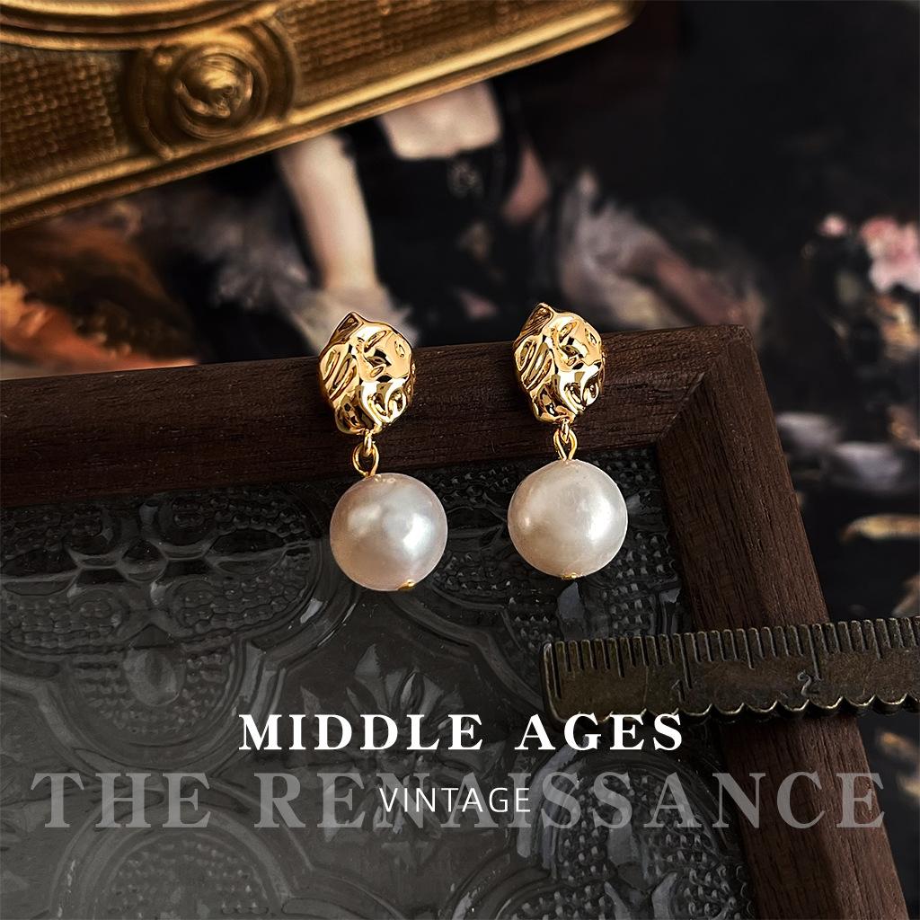 Liquid Geometric Freshwater Pearl Earrings French Light Luxury Temperament Earrings Women