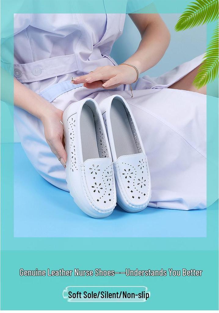 Women's Spring/Autumn Nurse Shoes - Thick, Soft, Comfortable, Breathable, Hollowed Out, Ideal for Medical and Healthcare Work