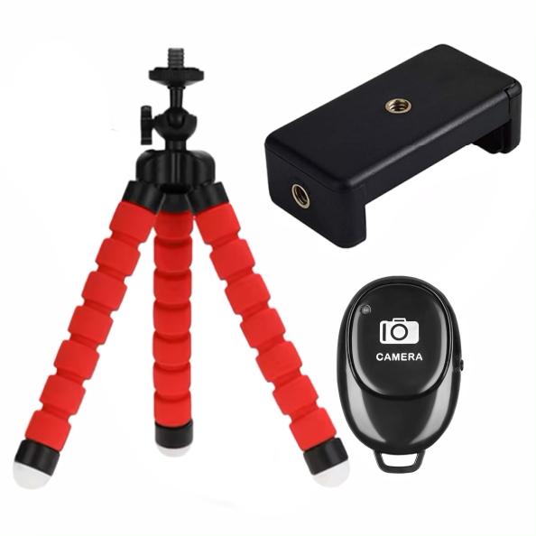Flexible Cell Phone Tripod Mini Cell Phone Tripod with Cell Phone Holder Regular 1/4-20 Screw 360° Swivel Flexible Travel Tripod