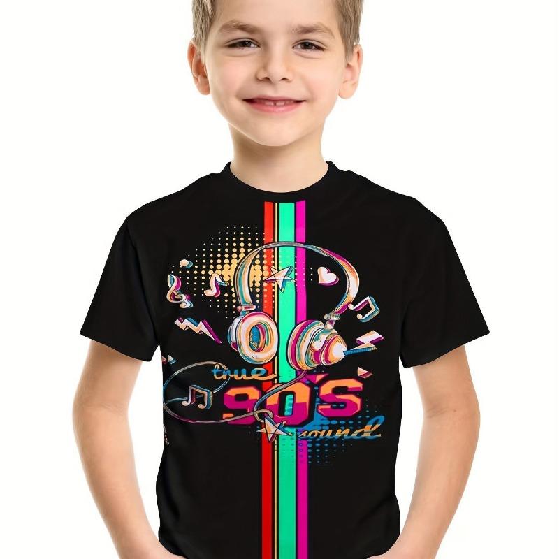 Boy's Hawaiian T-Shirt Vacation Kids Round Neck Tees Tops Beach Casual Soft Comfortable Breathable Summer Children's Clothing