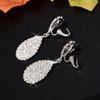 Shining Luxurious Austrian Crystal Full Clip Earrings Without Piercing Clip On Earring For Women Wedding Party Prom Jewelry