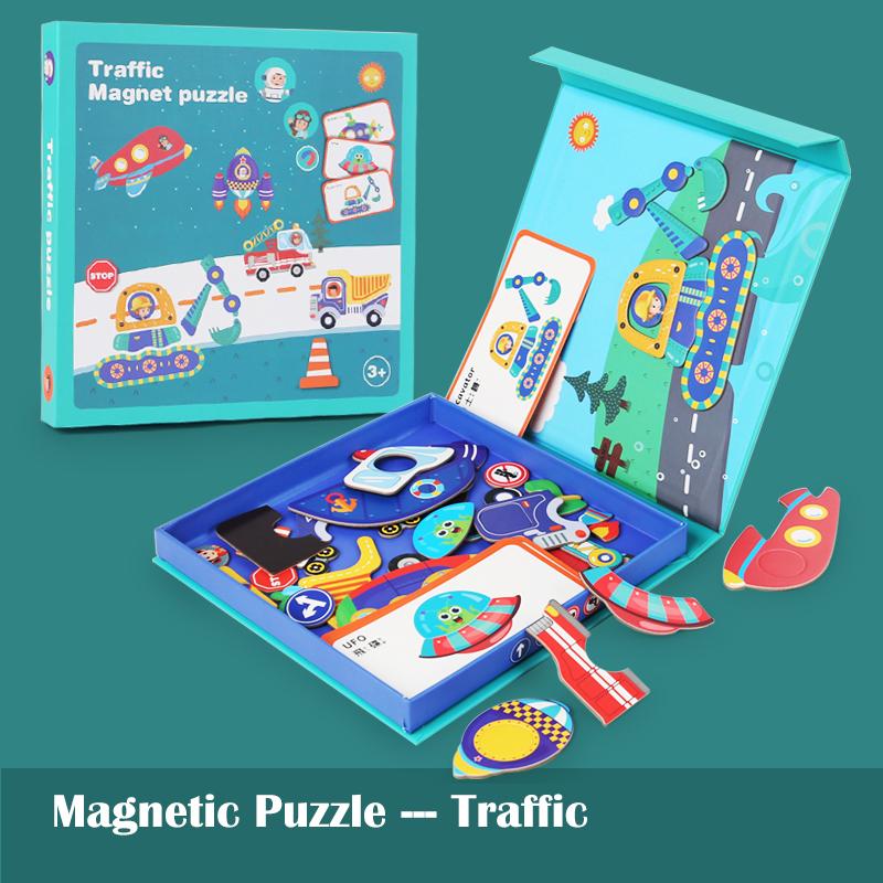 

Montessori Magnetic Wooden Puzzle Toys 3D Face Clothing Change Game Educational Early Learning Brain Development for Kids Gift